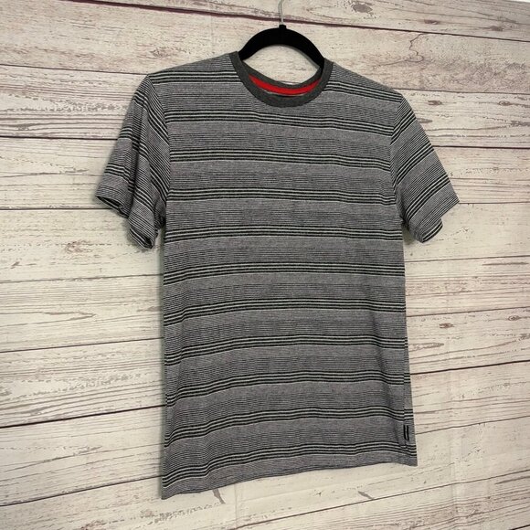 🦃 Ocean Current Grey White Striped Shirt Boys Large - Picture 2 of 6